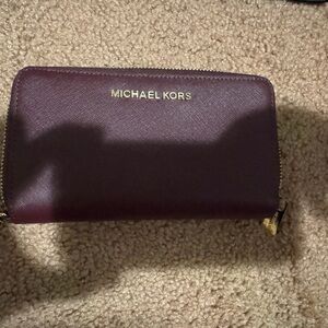 Michael Kors Burgundy Wallet with Gold Accents